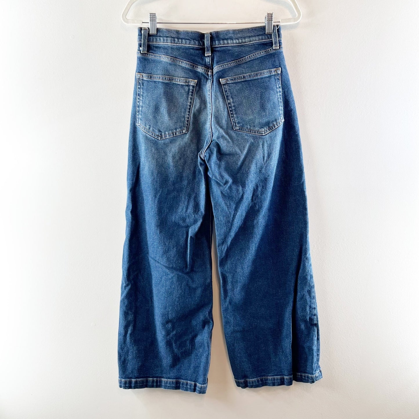 Gap Stride High Rise Medium Wash Denim Wide Leg Jeans Blue 27 / 4 Petite