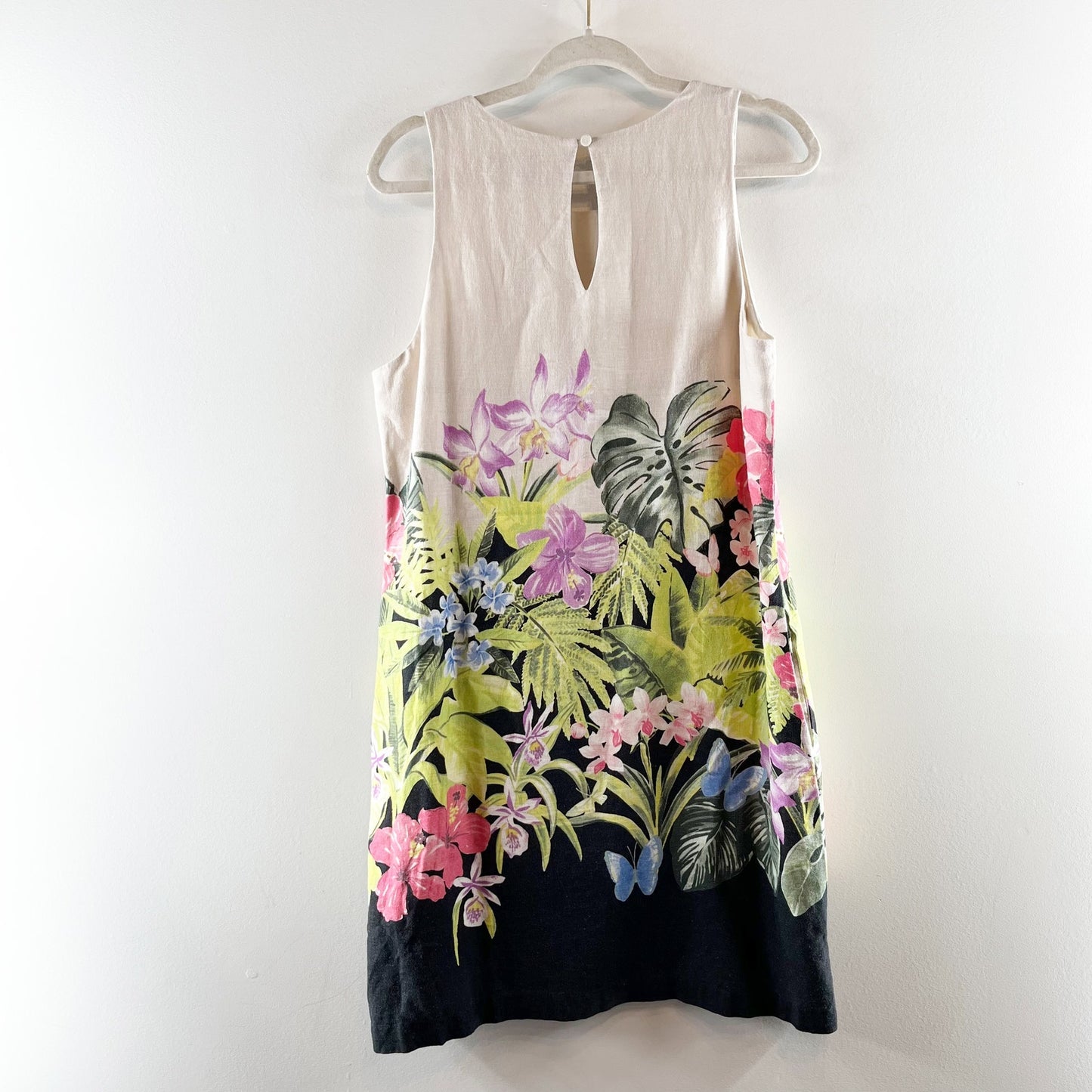 Tommy Bahama Tropolicious Linen Sleeveless Mini Shift Dress Tan Medium