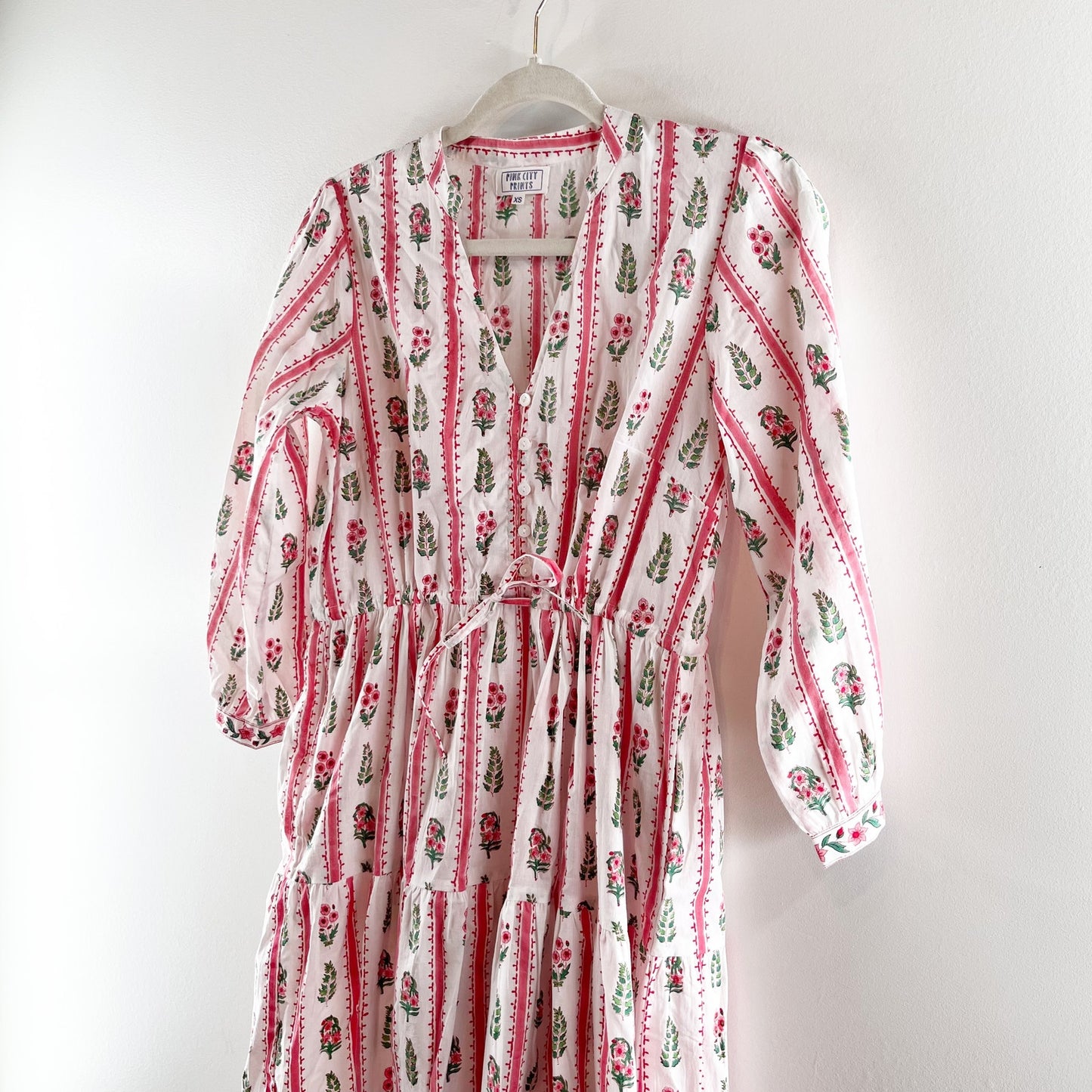 Park City Prints Maria Stripe Cotton Maxi Dress Pink XS