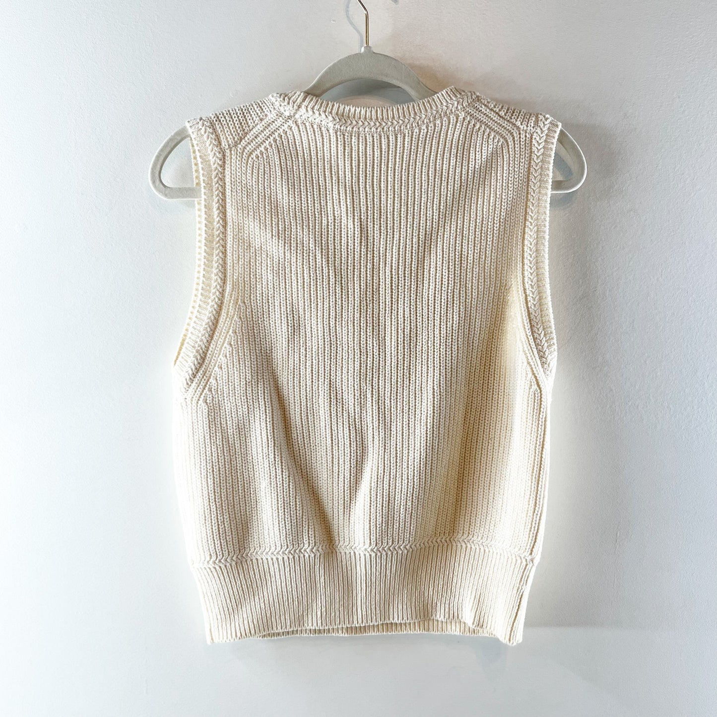 Reformation Teagan Ribbed Crewneck Sleeveless Sweater Vest Cream Ivory Large