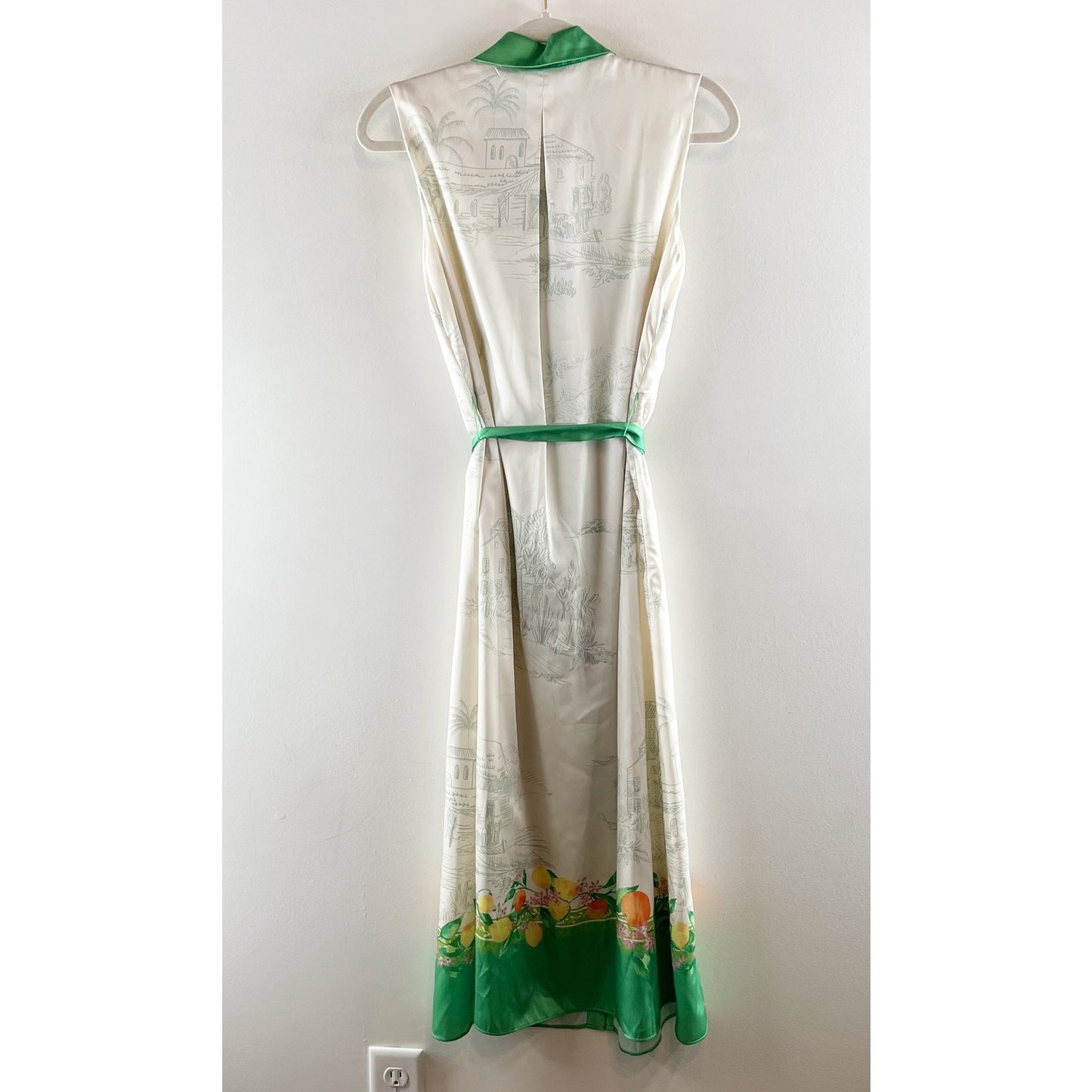 Current Air Anthropologie Sleeveless Button Up Shirt Dress Green White Small