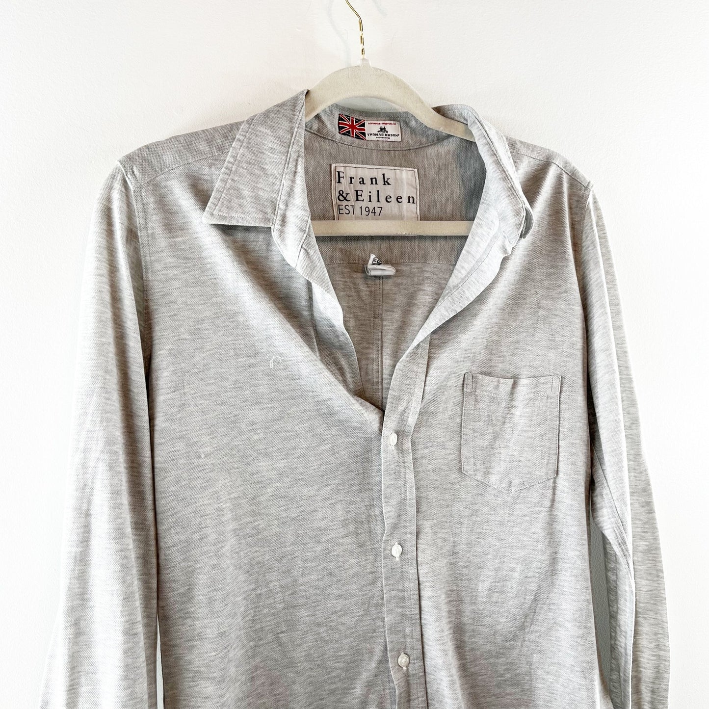 Frank & Eileen Cotton Barry Button Up Long Sleeve Shirt Gray Small