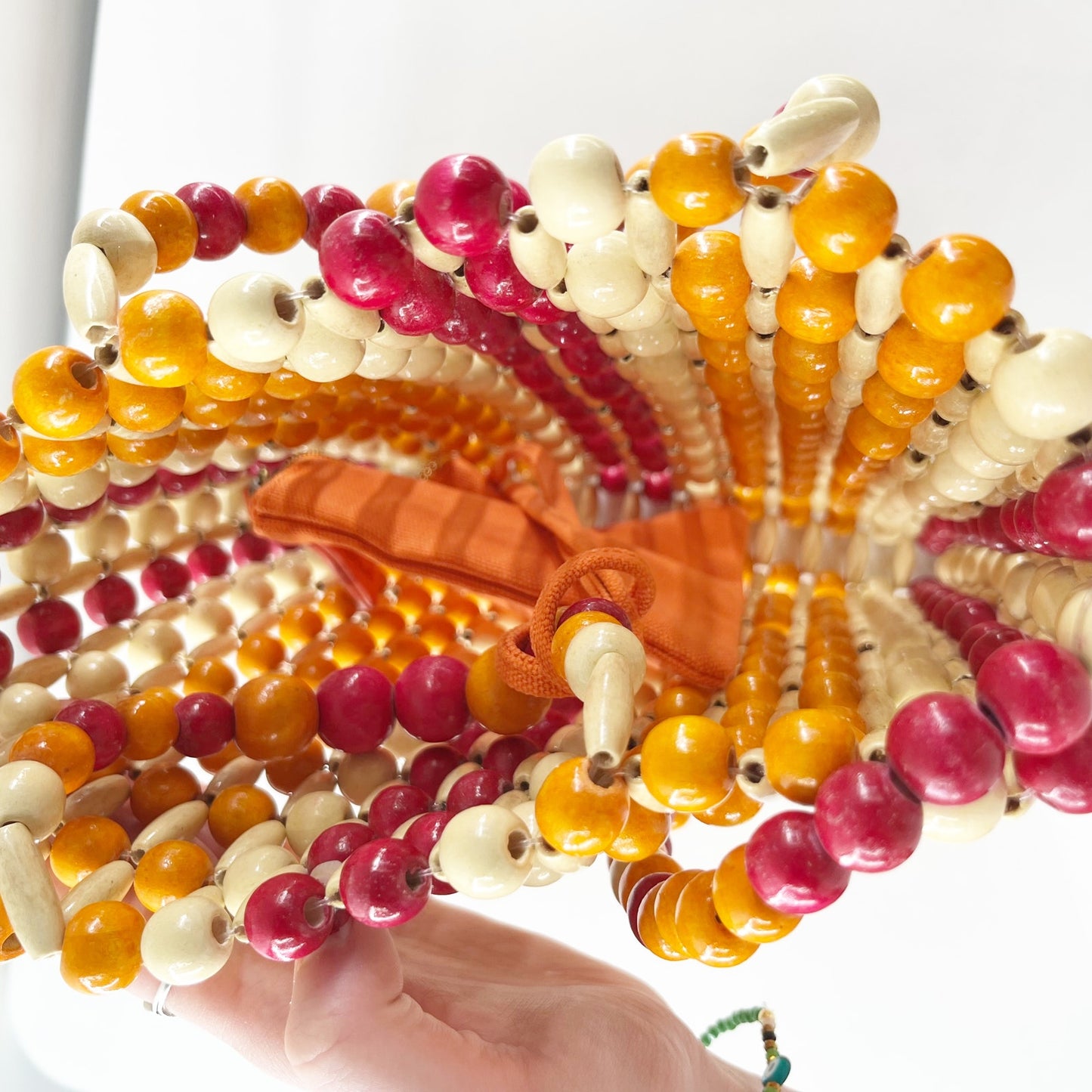 Maliparmi Crossbody Rectangle Beaded Bag Purse Purple Orange