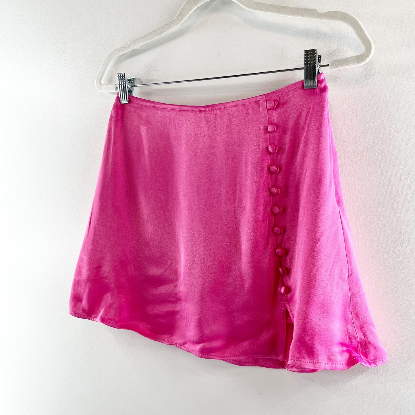 ZARA Satin Button Mini Skirt Skort Pink Small