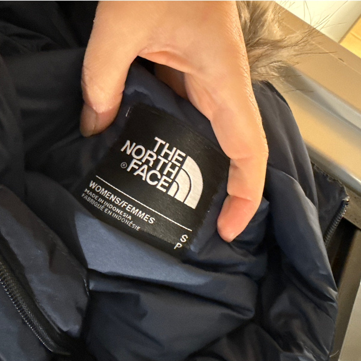 The North Face Transarctic Mama Faux Fur Lined Hood Parka Coat Navy Blue Small