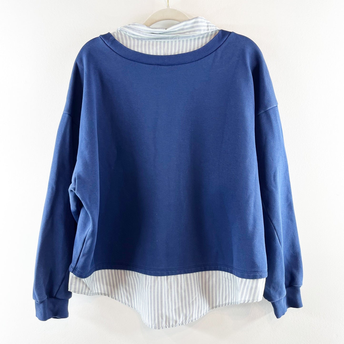 Maeve Anthropologie Long Sleeve Twofer Layered Oversized Sweatshirt Blue XL