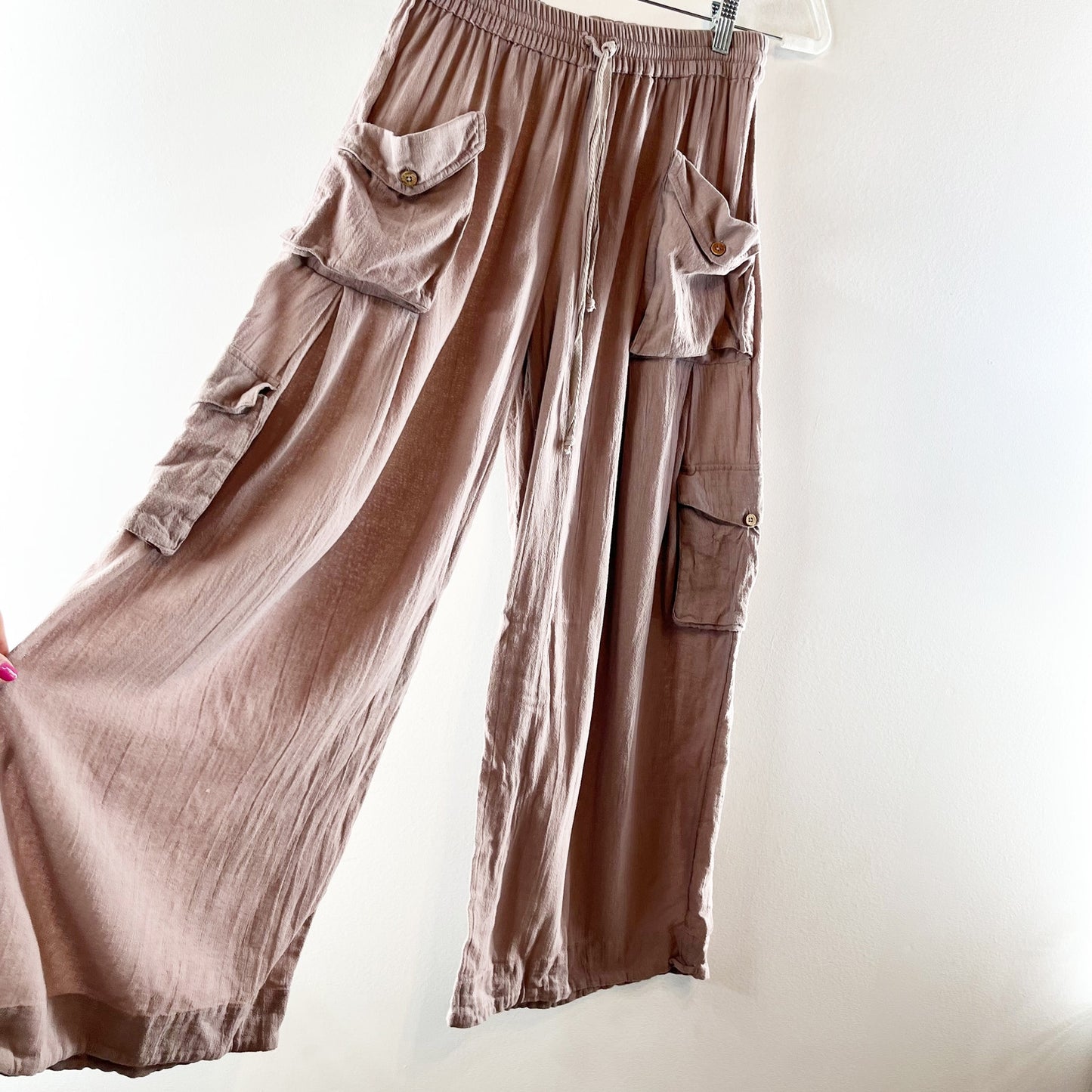Free People Crafted Utility Cargo Wide Leg Balloon Pants Brown XS