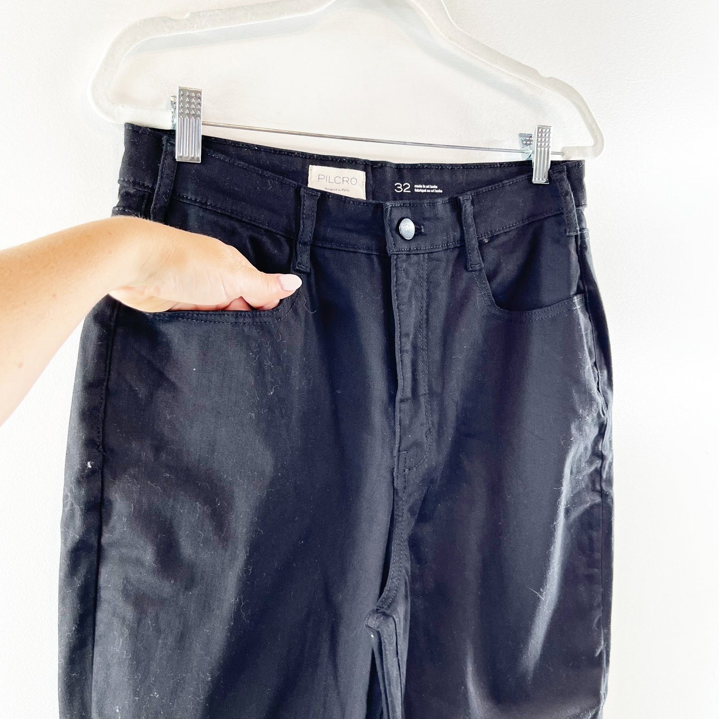 Pilcro by Anthropologie Knightsbridge Slim Tuck High Rise Ankle Jeans Black 32
