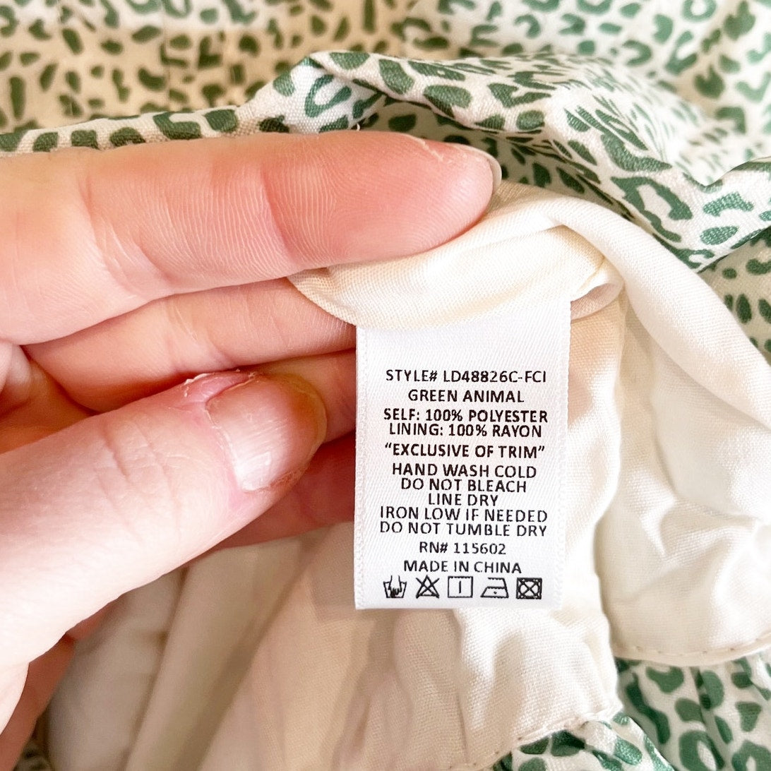 Lush Corset Bubble Hem Mini Dress Green Animal Print Large