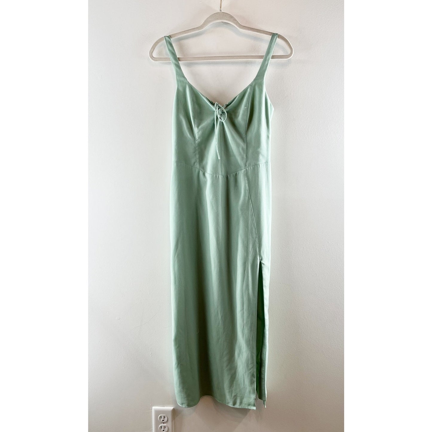 Abercrombie Lace Up Front Corset Slip Midi Dress Green Medium