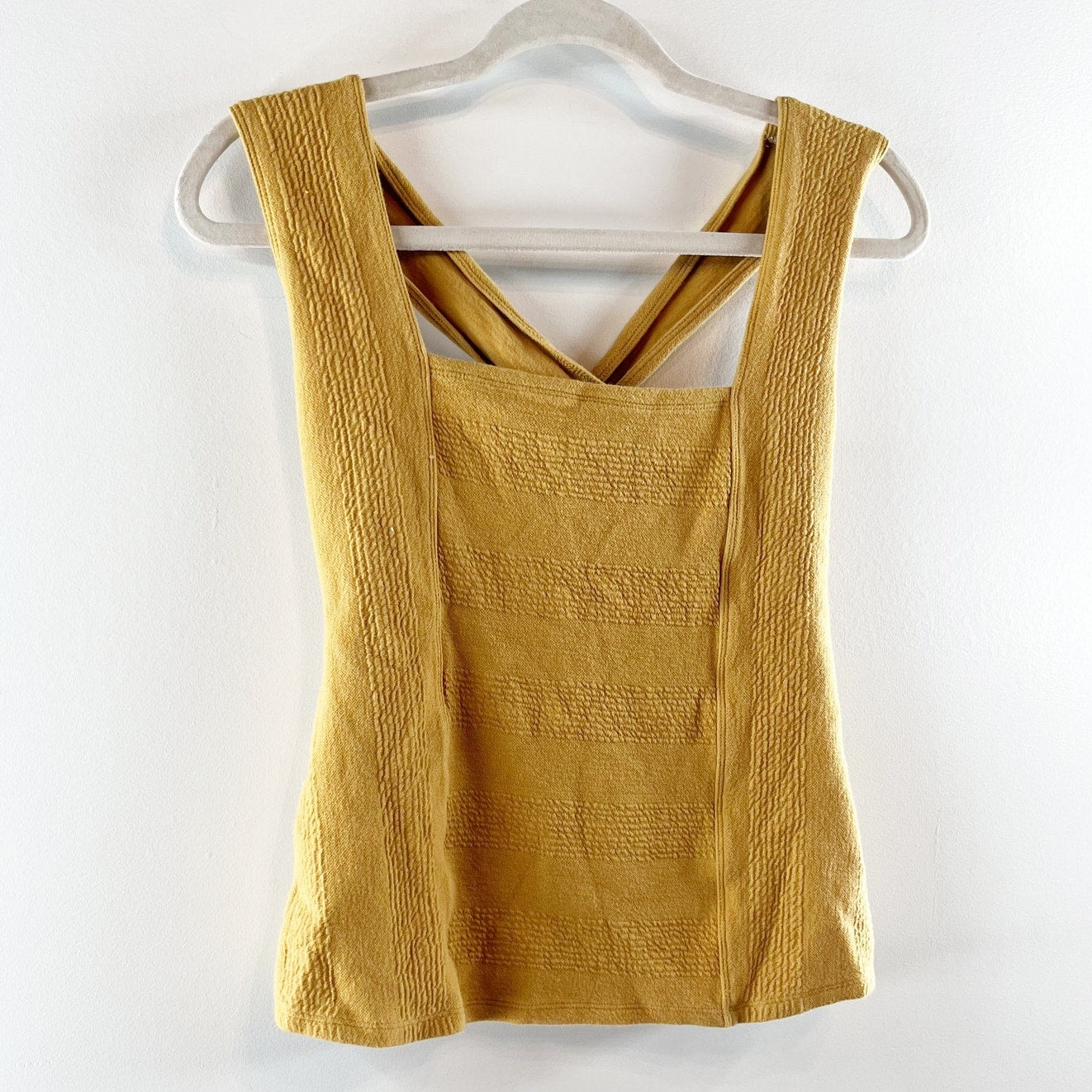 Maeve Anthropologie Stephie Sleeveless Cross Back Tank Top Gold Yellow Small