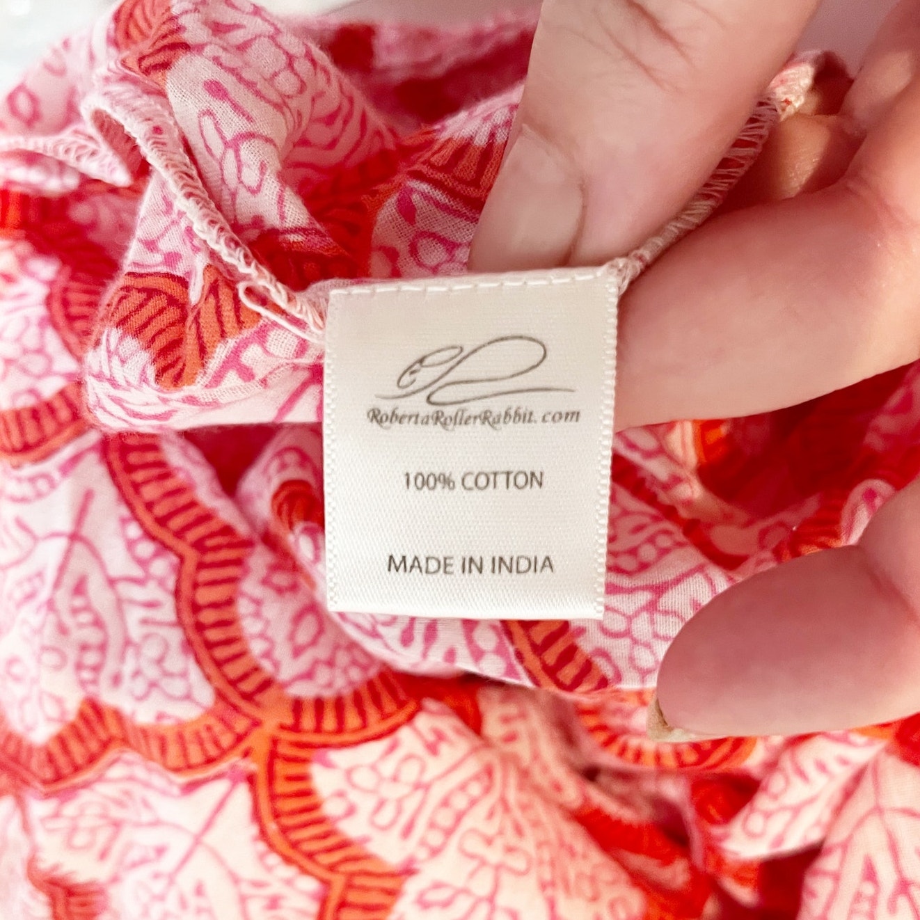 Roberta Roller Rabbit Kurta Long Sleeve Printed Jemina Top Shirt Coral Pink L