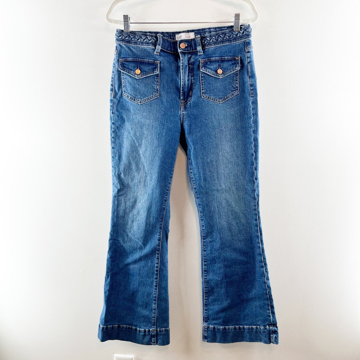 GAP High Rise '70s Flare Leg Braided Waist Jeans Blue 30 / 10