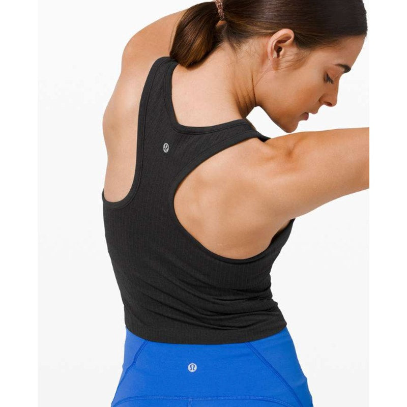 Lululemon Ebb To Street Ribbed Racerback Crop Tank Top Black 6