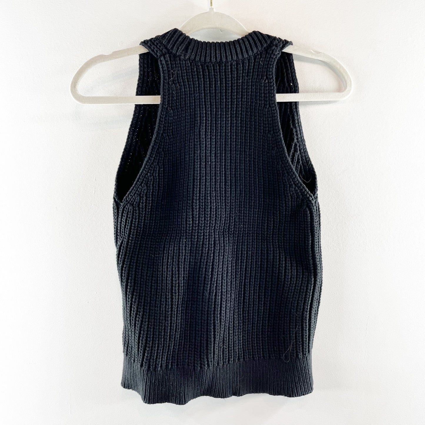 Madewell Cutaway V-Neck Button-Front Knit Sweater Vest Black Small