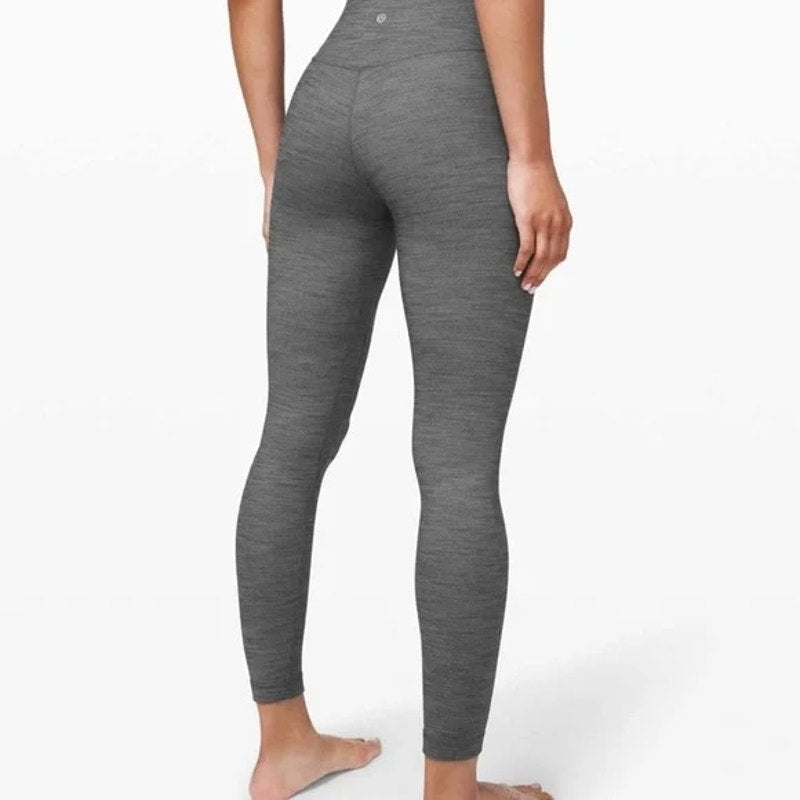 Lululemon Align Pant High Rise Leggings 28" Heathered Gray Black 10