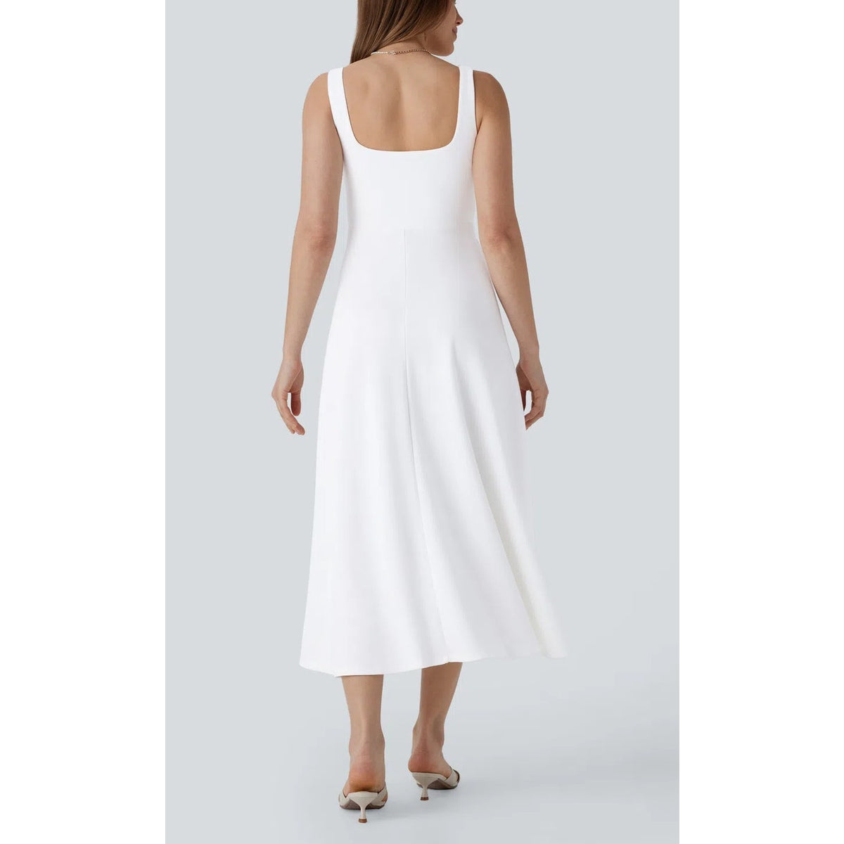 Halara Sleeveless Square Neck Side Pocket Corset Maxi Dress Frost White Small