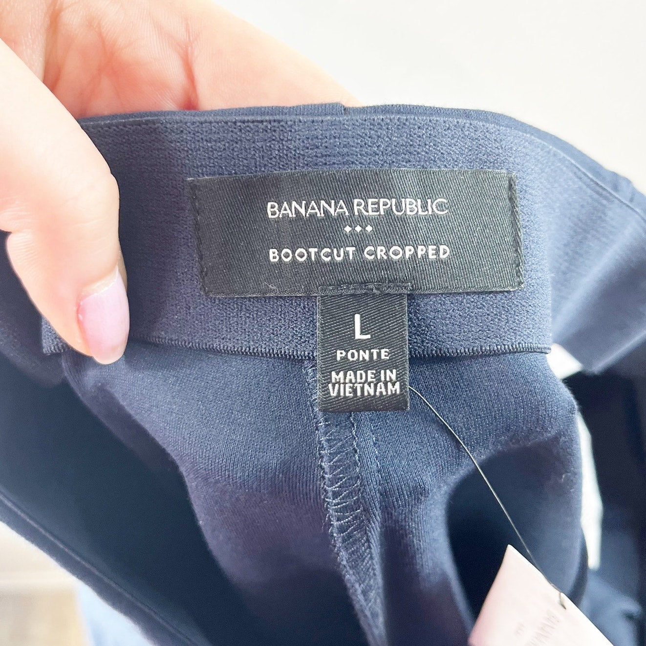 Banana Republic Bootcut Cropped Ponte Pull On Pants Preppy Navy Blue Large P