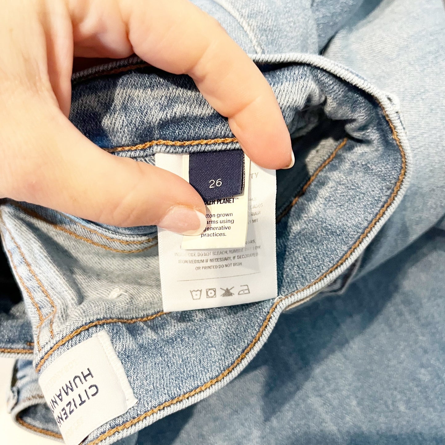 Citizens of Humanity Lyra High Rise Cropped Wide Leg Patch Pocket Jeans Blue 26