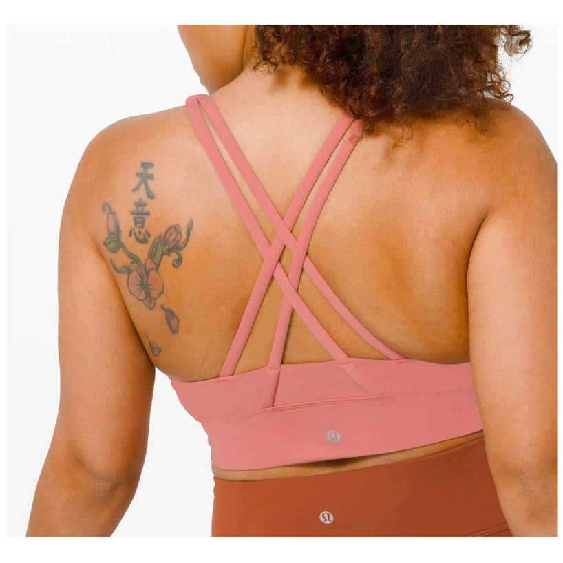 Lululemon Energy Bra High Neck Long Line Tough Brier Rose Pink 12