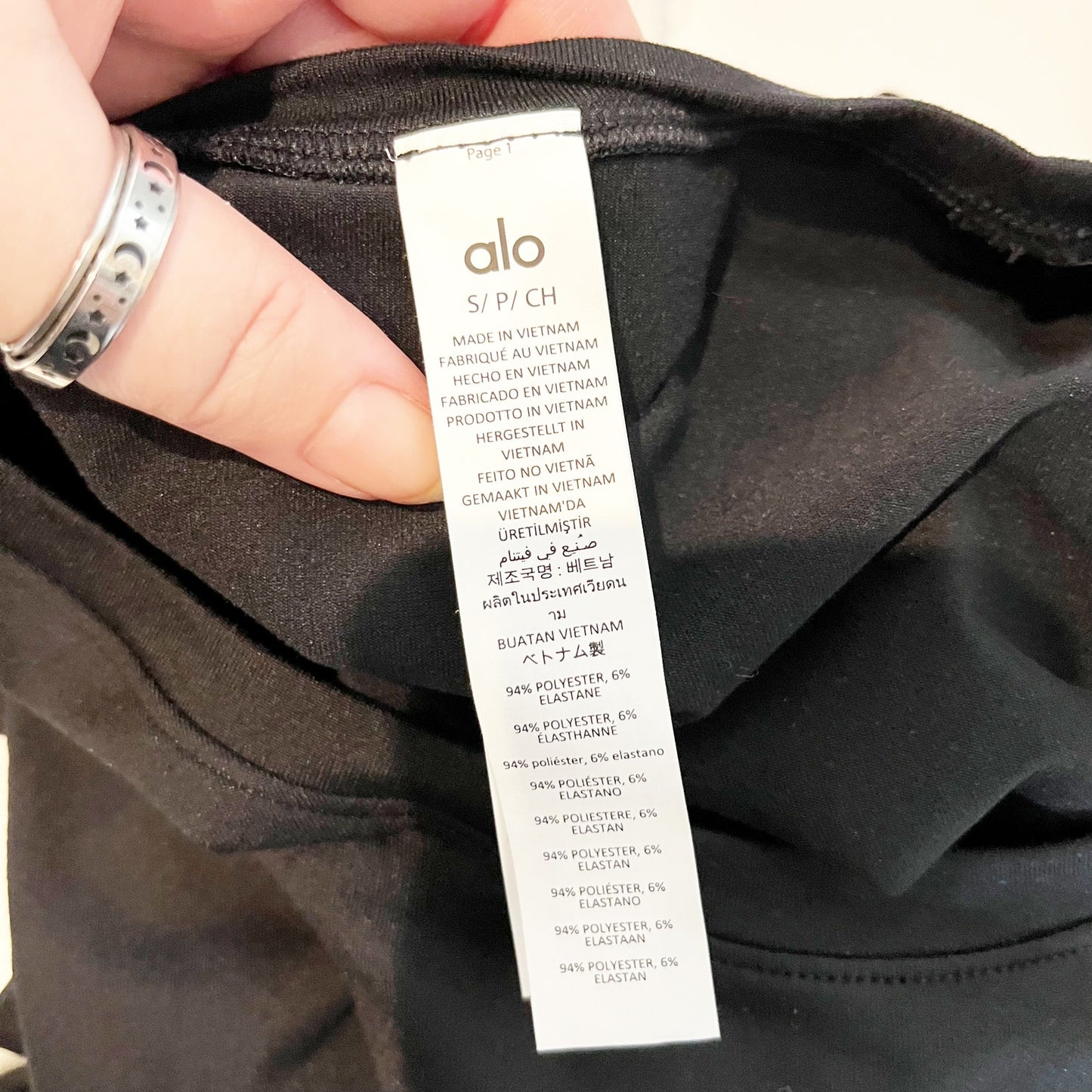 Alo Alosoft Crop Finesse Long Sleeve Fitted T-Shirt Top Black Small