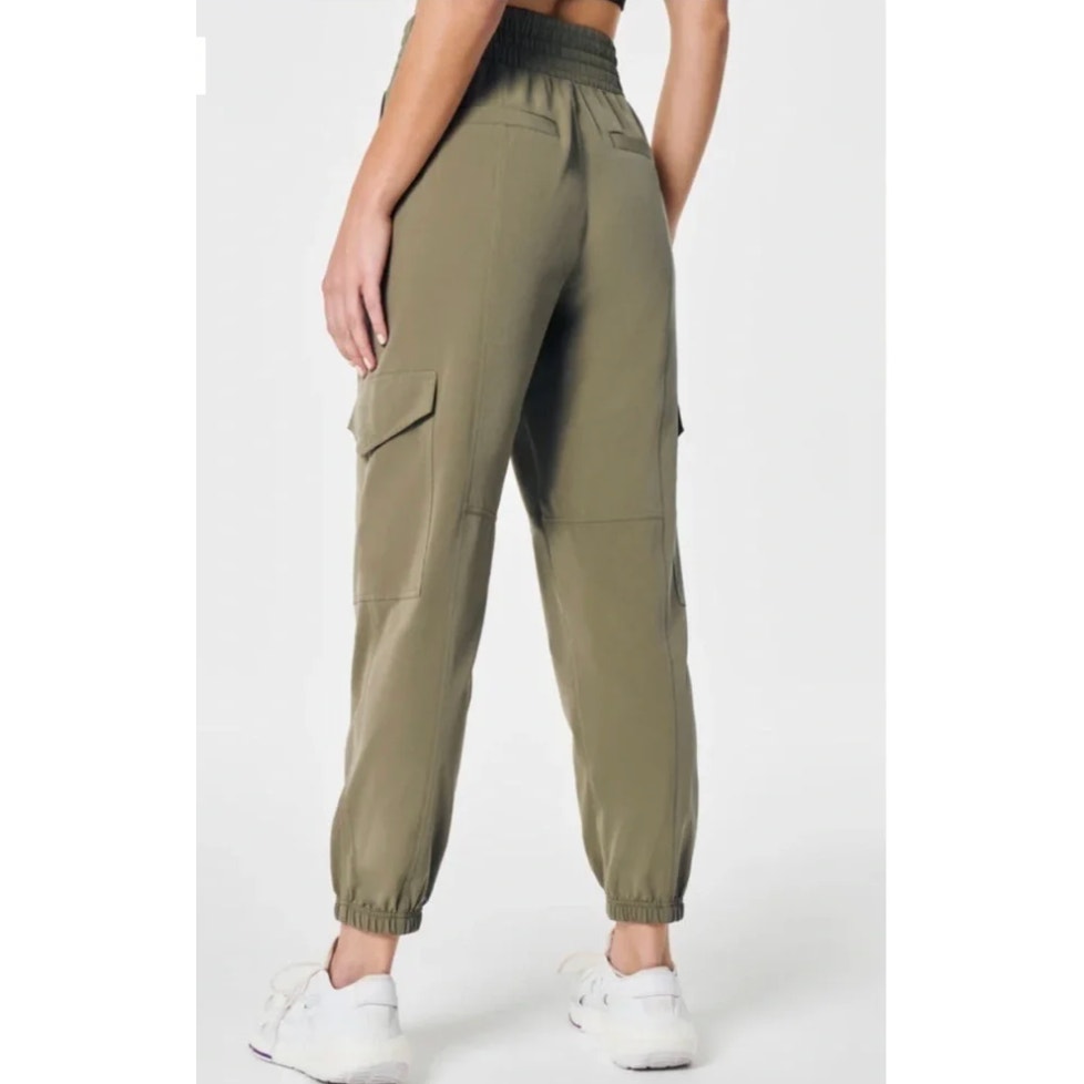 Spanx Out of Office High Rise Cargo Jogger Pants Olive Green XS