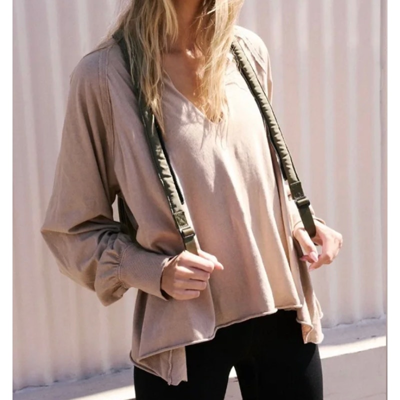 FP Movement Reflect Layer Long Sleeve Oversized Tee Shirt Tan Beige XS