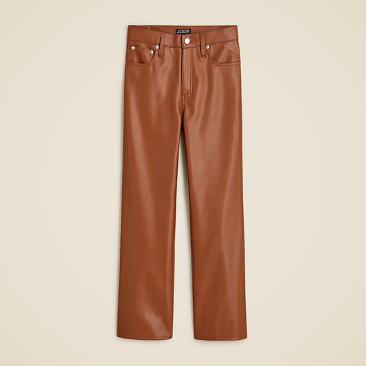 J. Crew Slim High Rise Cropped Faux Leather Pants in Rich Brown 30 Tall