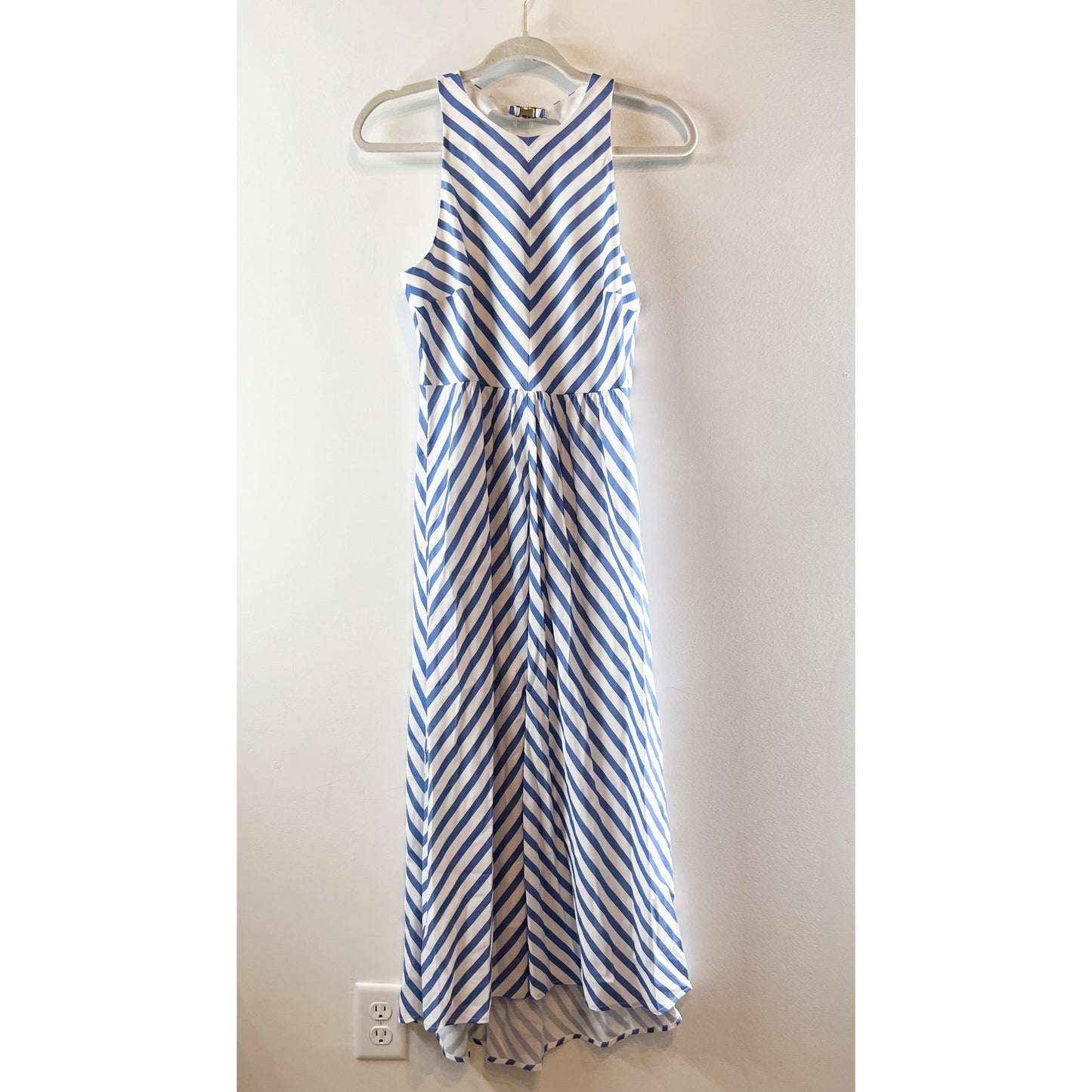 Tuckernuck Striped High Neck Sleeveless Portofino Midi Dress Blue White 4