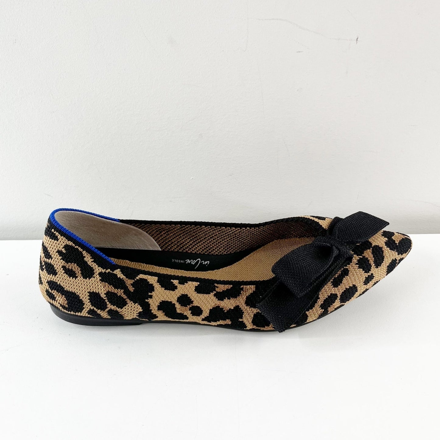 Rothy's The Bow Point II Flats in Sable Spot Leopard Tan Black 9.5