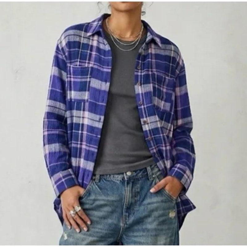 Pilcro Anthropologie Hadley Long Sleeve Button Up Plaid Flannel Shirt Blue XS P
