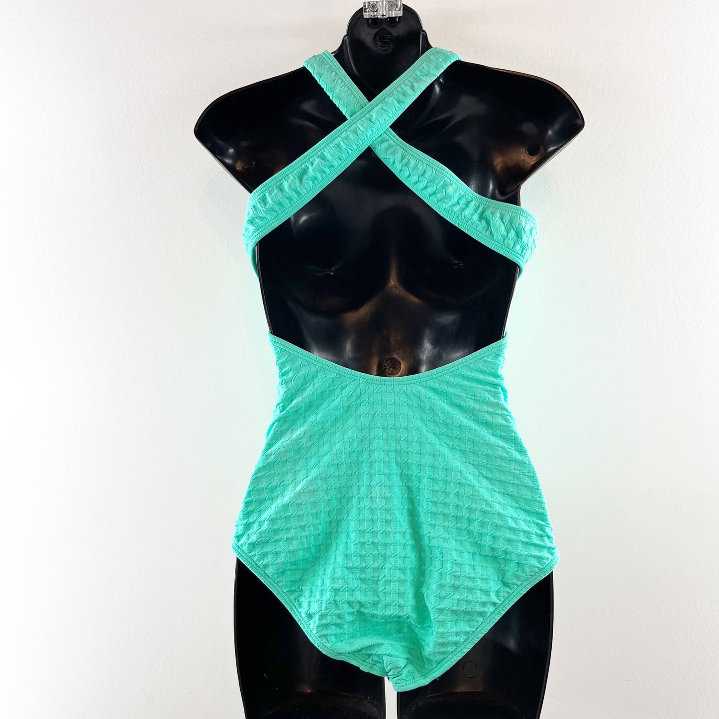 Shoshanna Solid Texture High Neck One Piece Swimsuit Mint Green 6