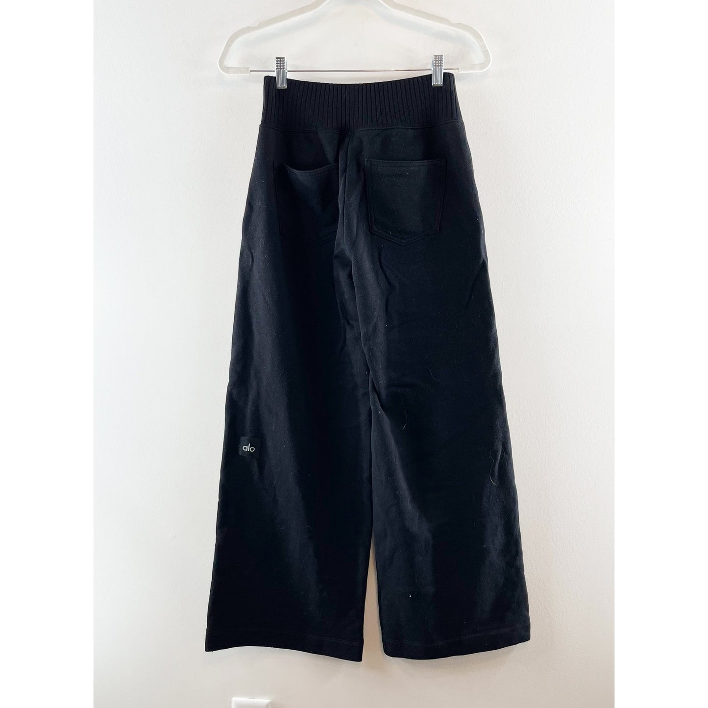 Alo Yoga Serenity Soft French Terry High Waisted Wide Leg Sweatpants Black XS