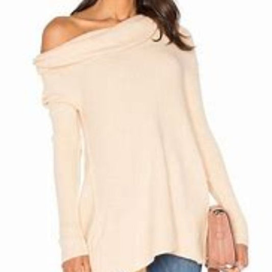 Free People Strawberry Fields Cowl Neck Tunic Long Sleeve Sweater French Vanilla