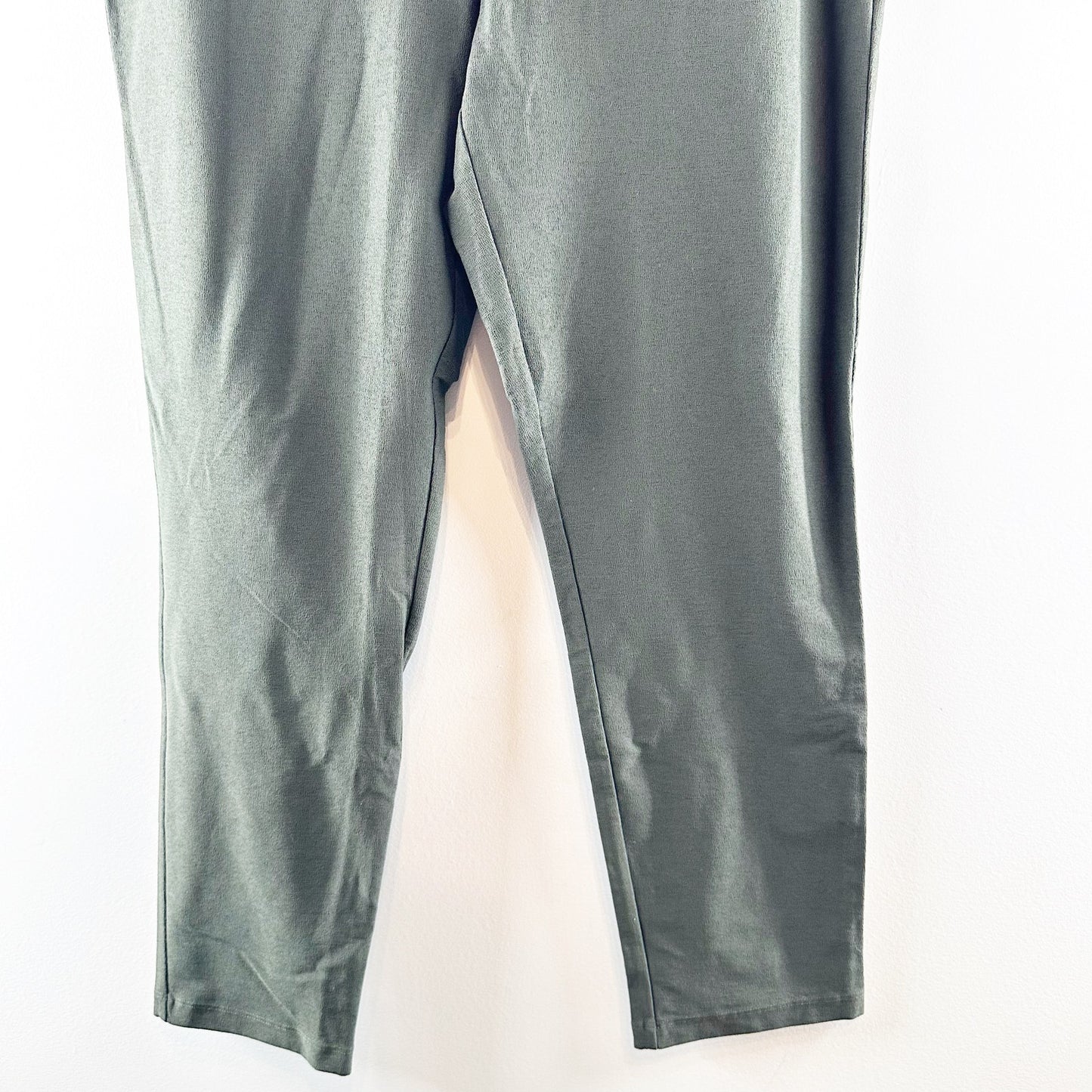 Eileen Fisher Machine Wash Slim Fit Ankle Stretch Crepe Pants Green Large