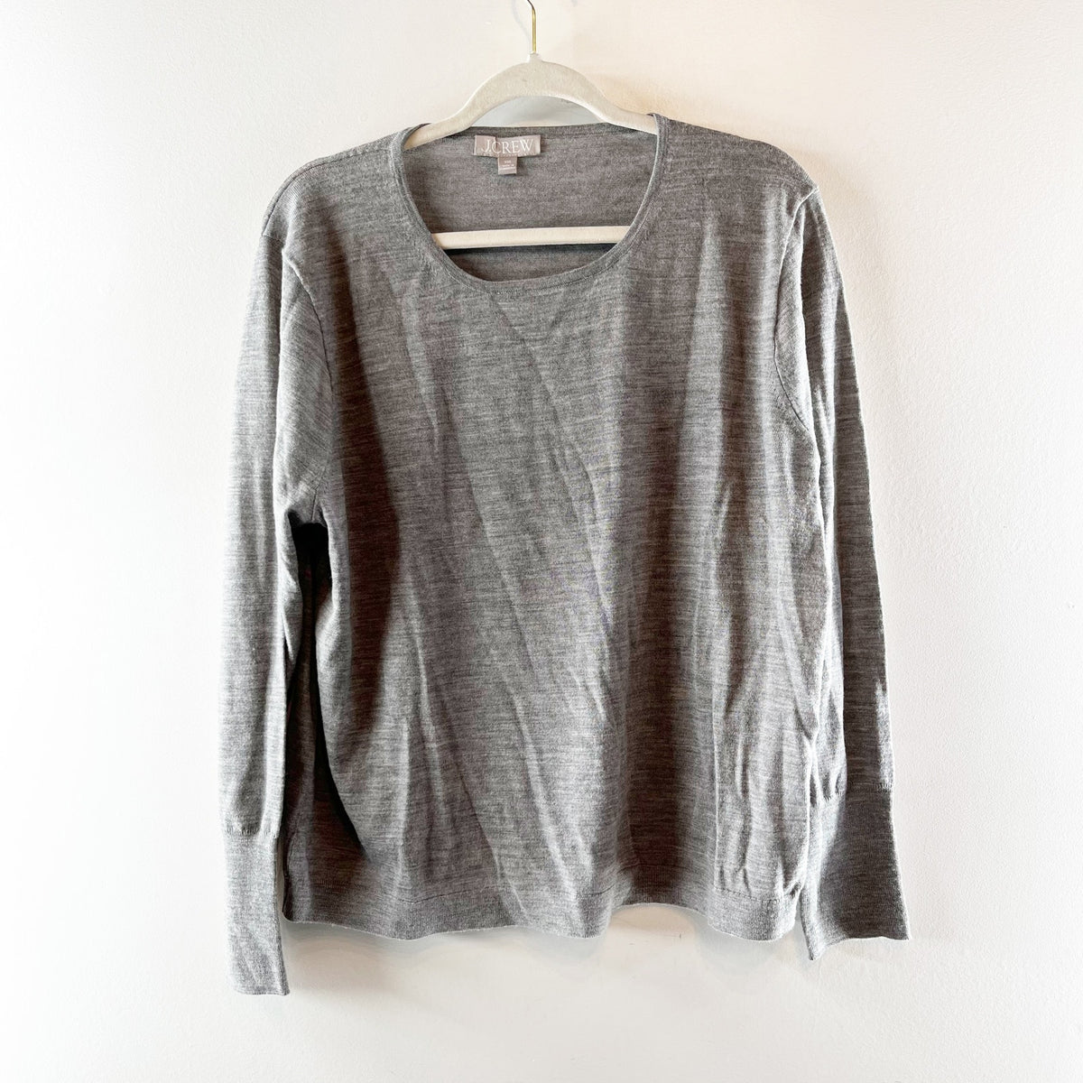 J. Crew Halle Wool Long Sleeve Crewneck Pullover Sweater Heather Graphite XXL