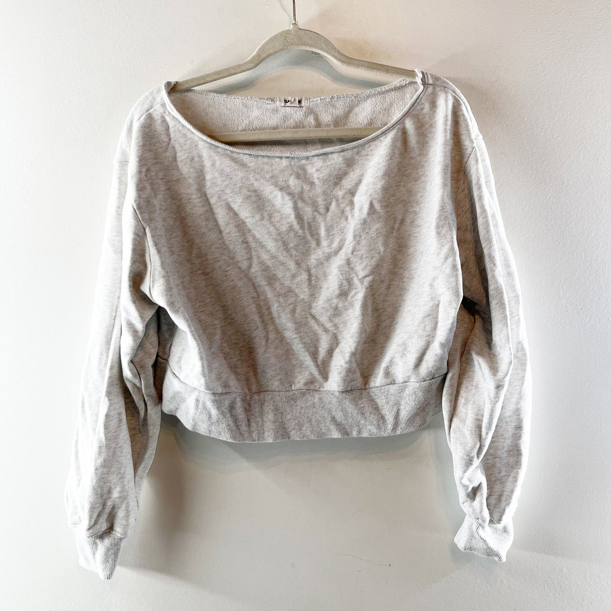 Garage Off Shoulder Long Sleeve Pullover Sweatshirt Gray Small