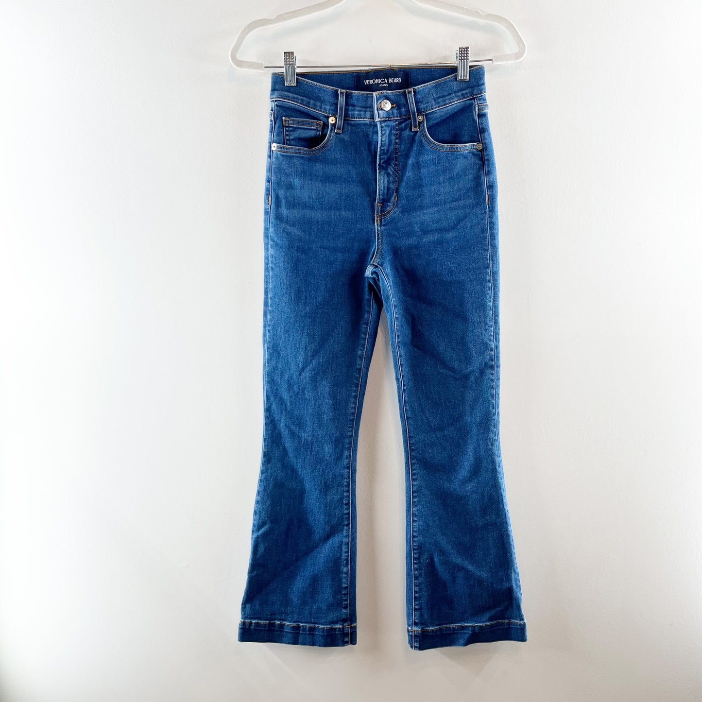 Veronica Beard Carson High Rise Denim Ankle Flare Jeans Bright Blue 26