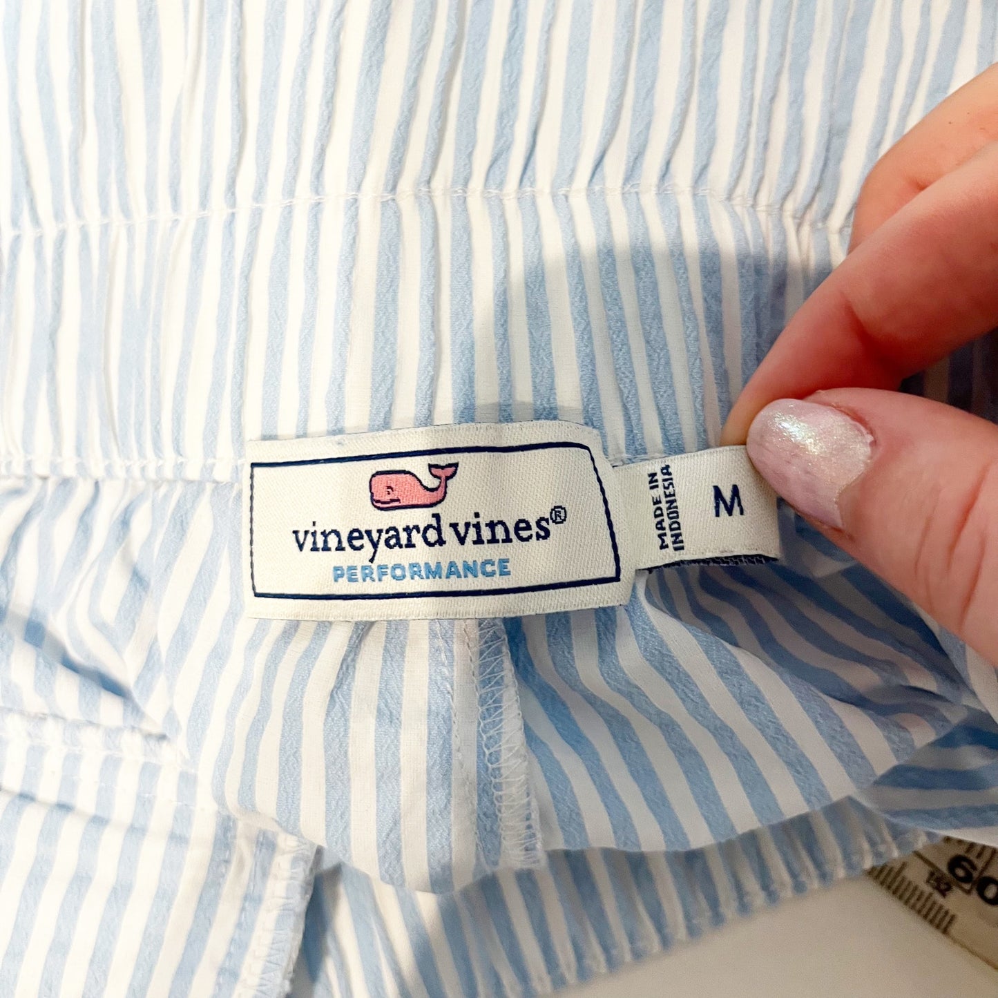 Vineyard Vines Seaside Harbor Seersucker Striped Shorts Blue White Medium