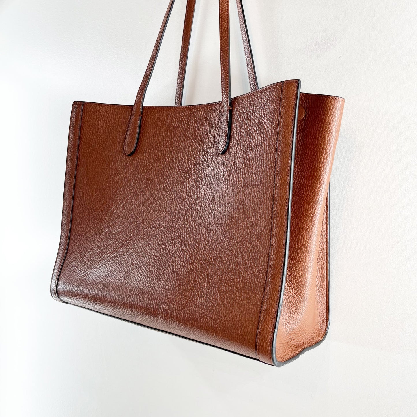 Banana Republic Large Leather Rectangle Structured Tote Bag Brown
