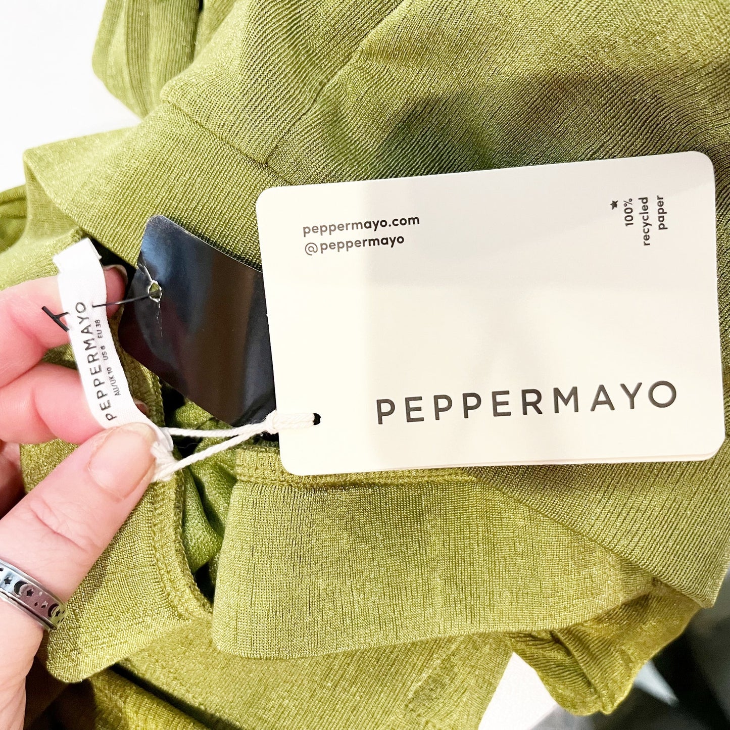 Peppermayo Wrap Tie Crop Bra Top and High Rise Flare Pants Matching Set Green 6