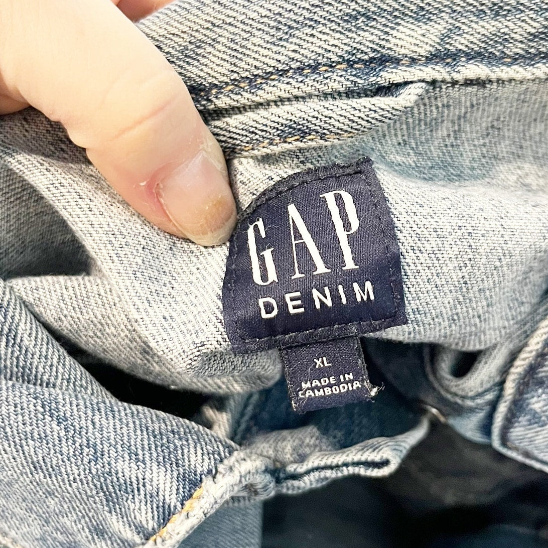GAP Button Up Cotton Icon Denim Jacket Blue XL