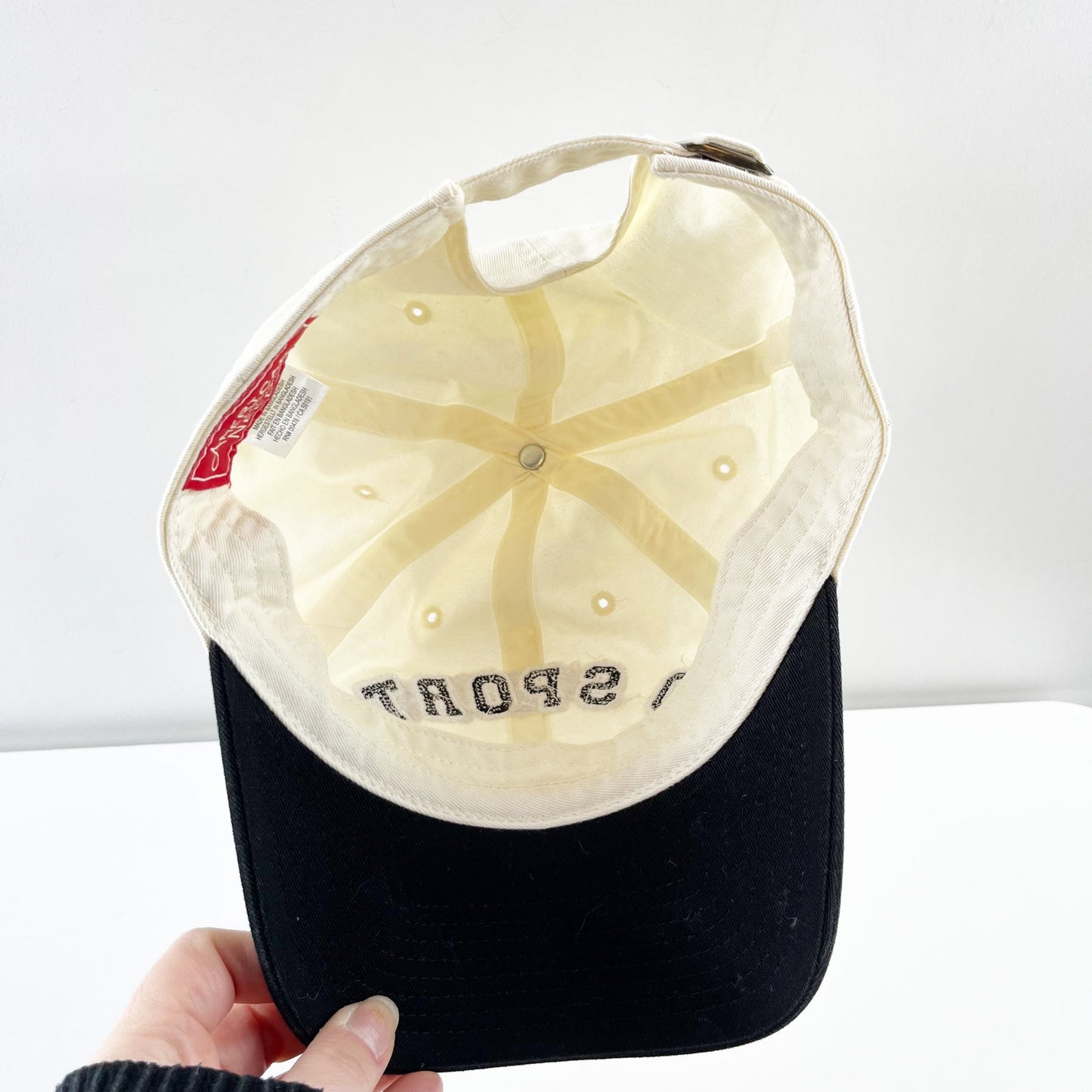 American Needle Go Sports Embroidered Baseball Hat Cream Black