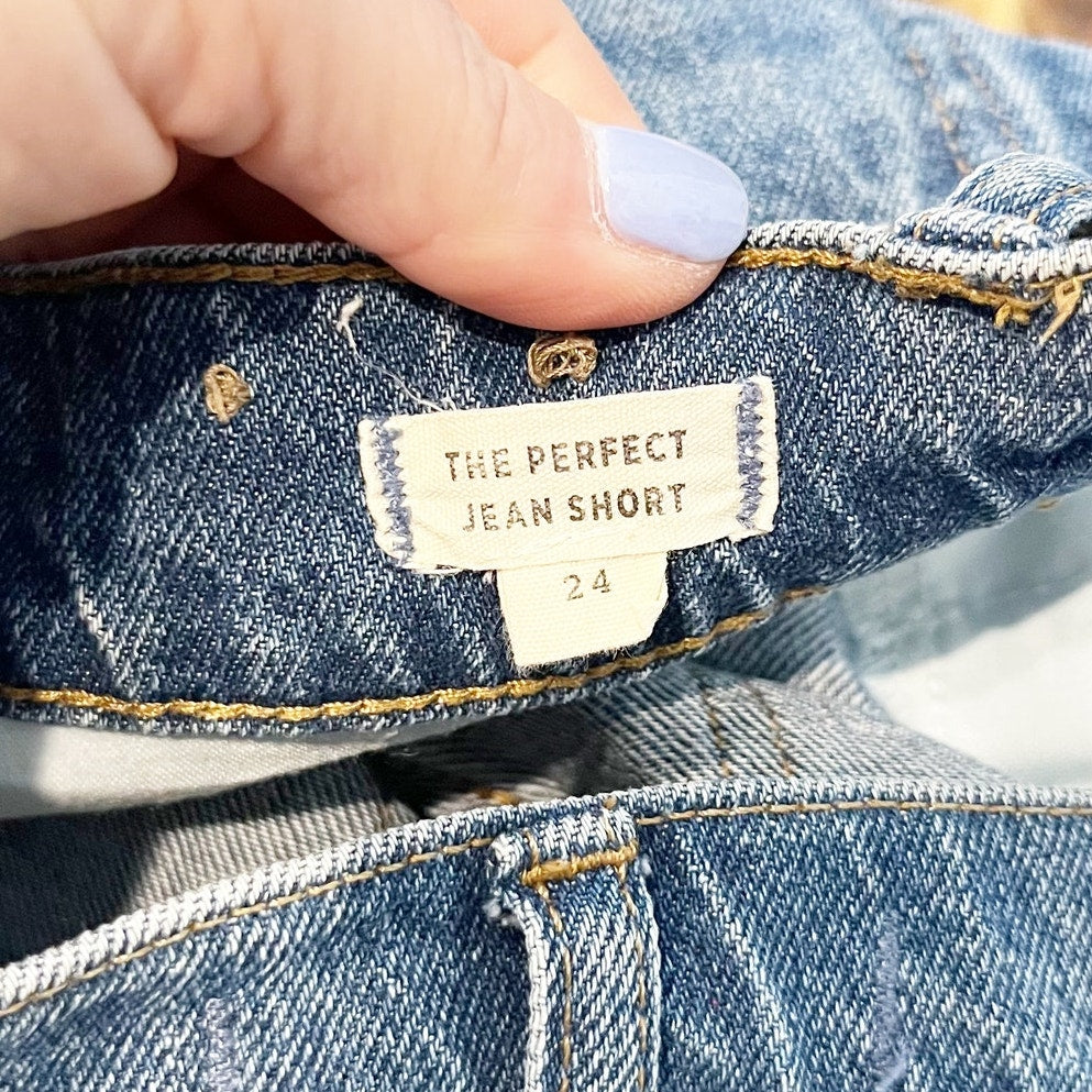 Madewell Mid Rise Perfect Jean Cutoff Denim Shorts Blue 24