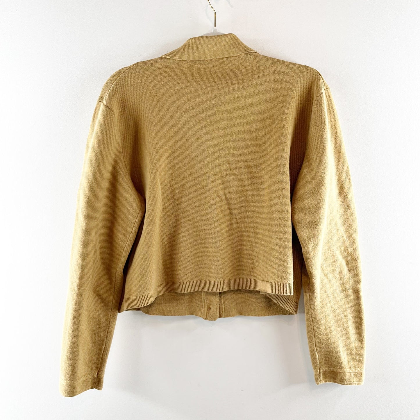 J. Crew Long Sleeve Patch-Pocket Button-Front Knit Sweater Lady Jacket Tan Large