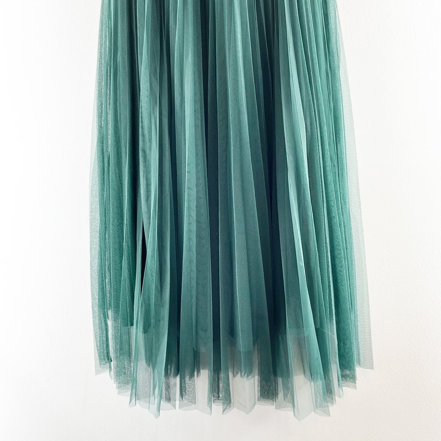 Lucy Paris Vienna Pleated Tulle Midi Skirt Hunter Green Small