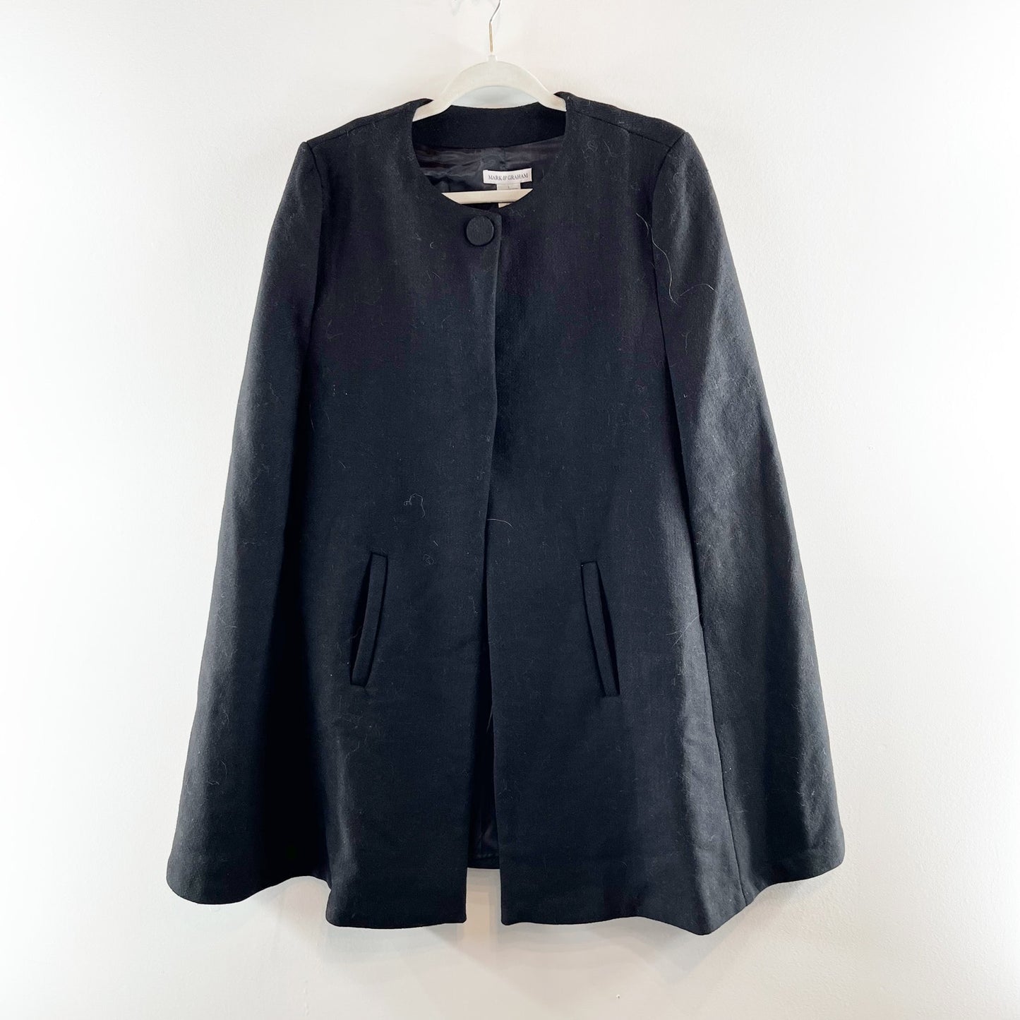 Mark & Graham Stella Wool Blend Cape Jacket Black Small