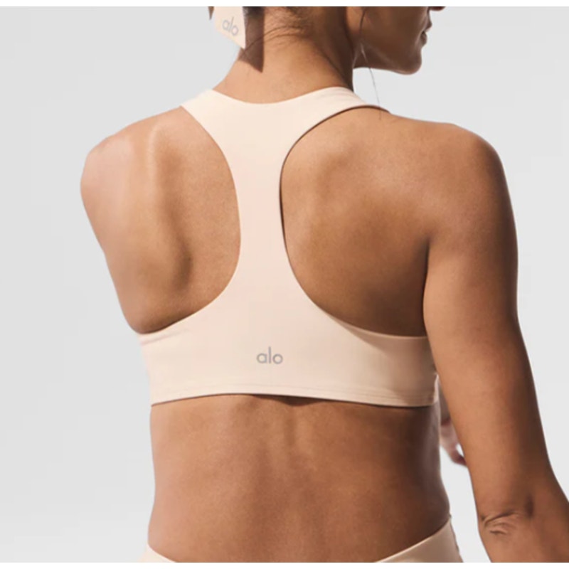 Alo Airlift Advantage Racerback Bra Macadamia Tan Beige Small