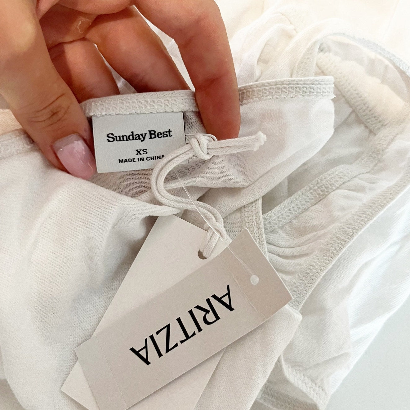 Aritzia Sunday Best Cannoli Tie Front Peplum Cotton Tank Top White XS