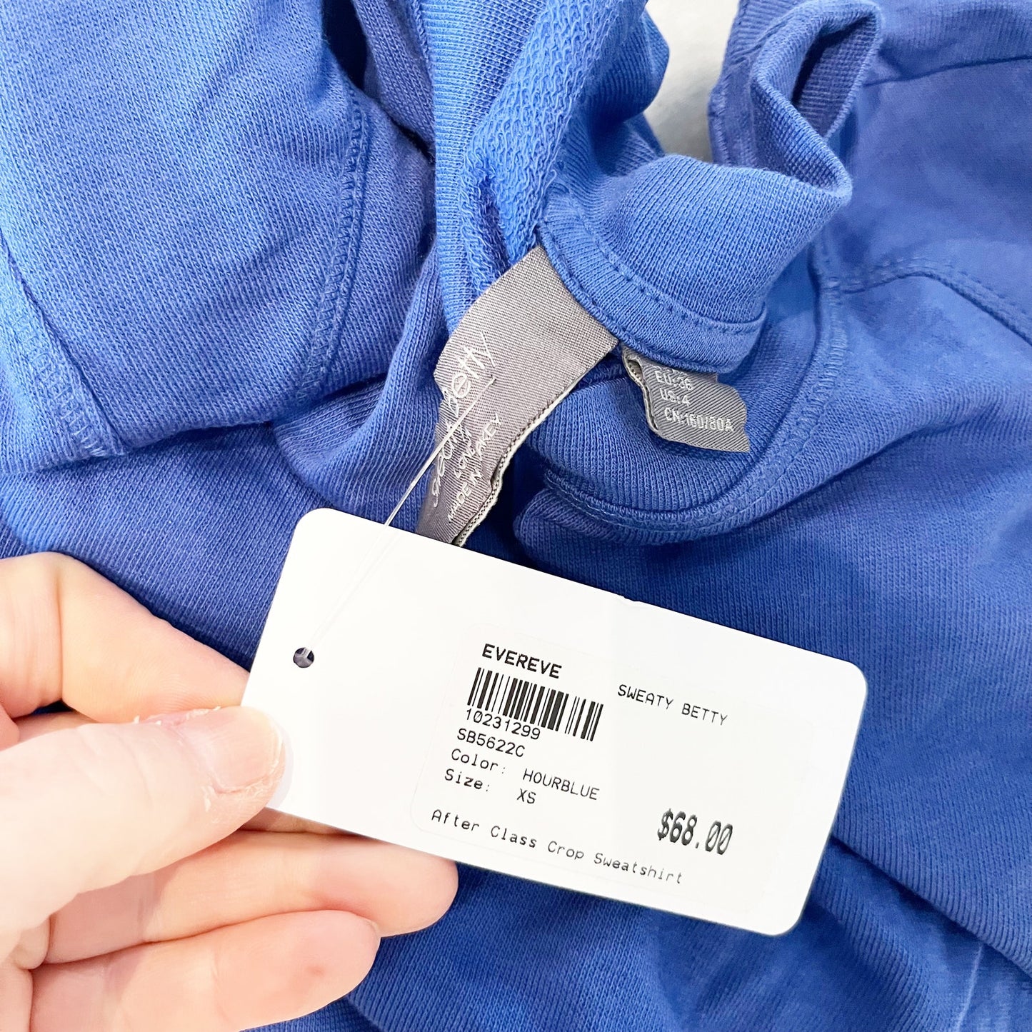 Sweaty Betty After Class Crop Long Sleeve Sweatshirt Hour Blue XS